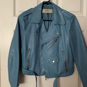 Blue Zara leather jacket